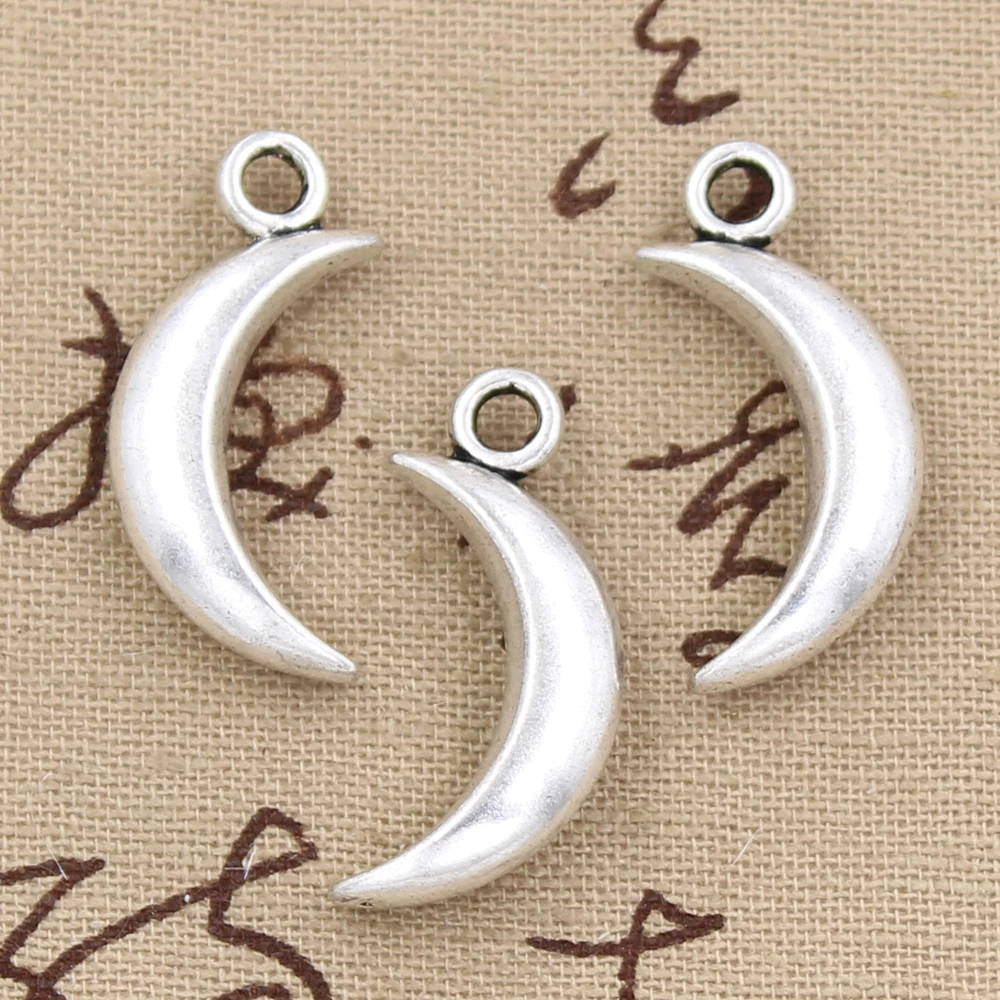 4pcs Charms Moon 31x14mm Antique Silver Color Pendants Making DIY Handmade Tibetan Finding Jewelry