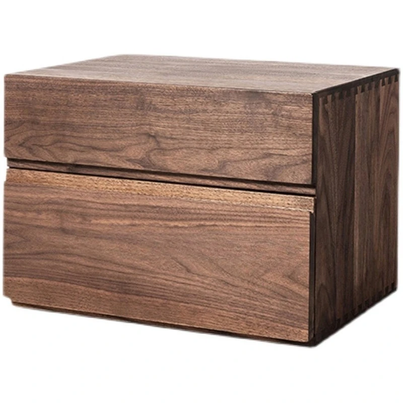 

Nordic All Black Walnut Solid Wood Side Cabi net St orage Drawer Mas ter Bedroo m Furni ture Bedside Ta ble