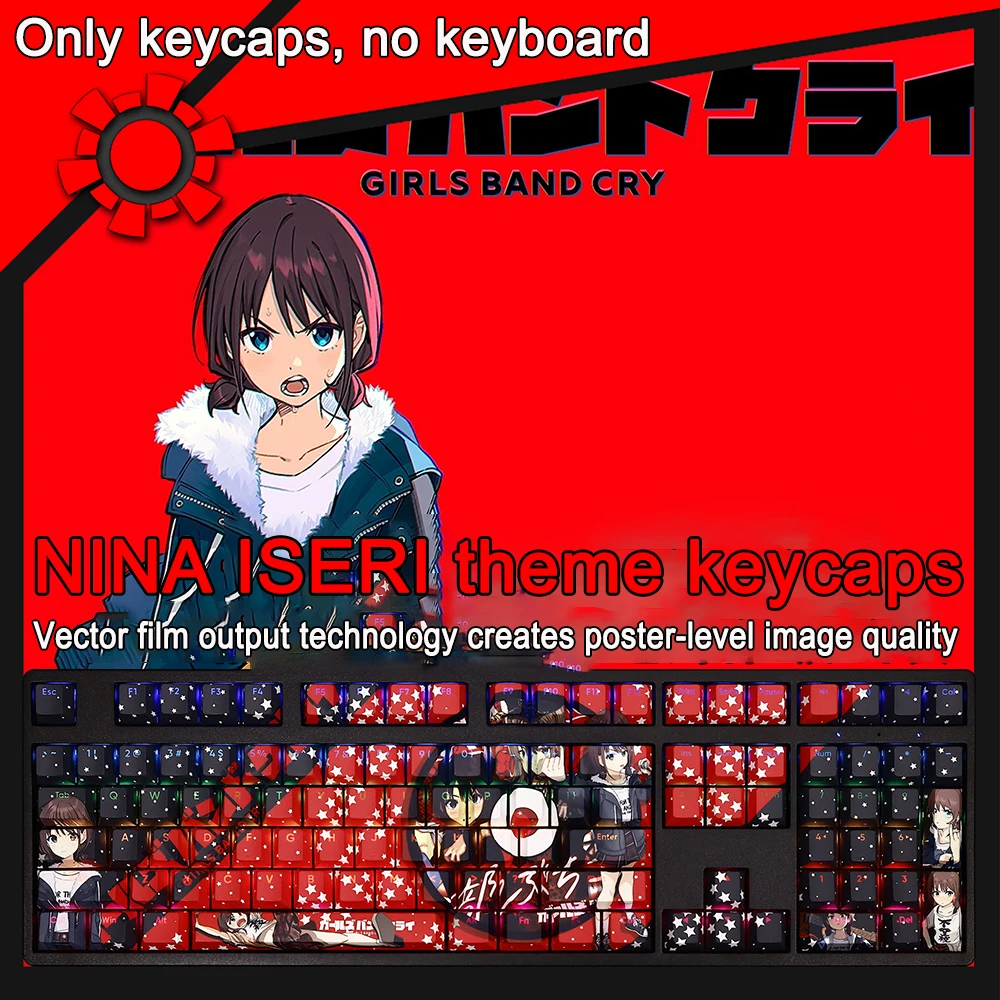 Girls Band Cry Keycap Awa Subaru 108 Keys PBT Dye Subbed Keycap Cherry Anime Cartoon Gaming Key caps For ANSI 61 87 104 108 Keys
