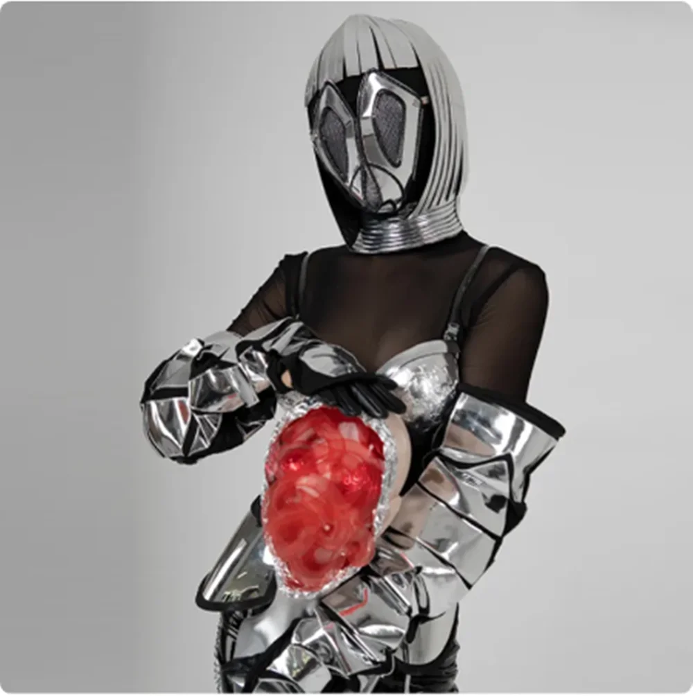 Strój tancerki, futurystyczna technologia, kostium sceniczny, srebrne bikini, rękawiczki, spódnica ze skóry PU, strój do klubu nocnego, strój do tańca gogo, odzież festiwalowa yj113