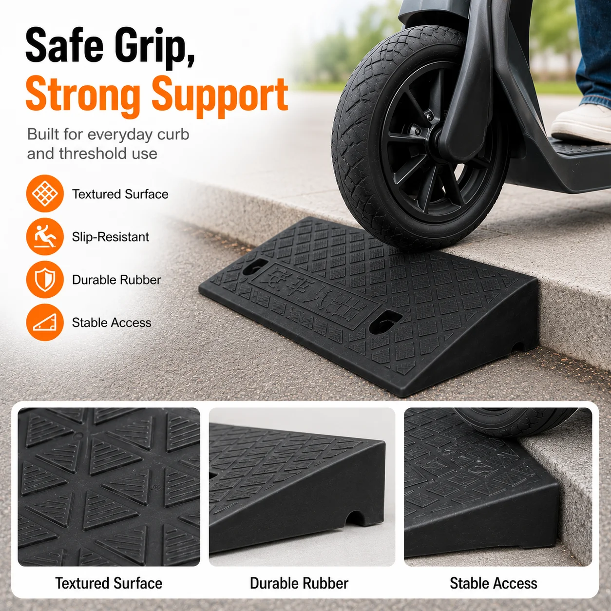 3-10cm Portable Curb Ramp Heavy Duty Rubber Threshold Ramp Non-Slip Access for Car Motorcycle Scooter Wheelchair Pet