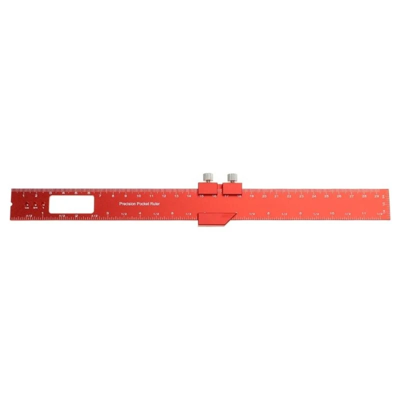 Woodworking Ruler 3Pcs Pocket Metal Slide Rule Inch T-Types Scribing and Square Ruler (6/8/12 Inch) L4MF