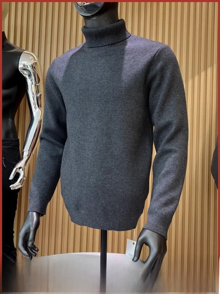 

Thiened цельный свитер Fce с высоким воротником, мужской базовый зимний трикотаж, мягкое полиэфирное волокно, теплый цвет