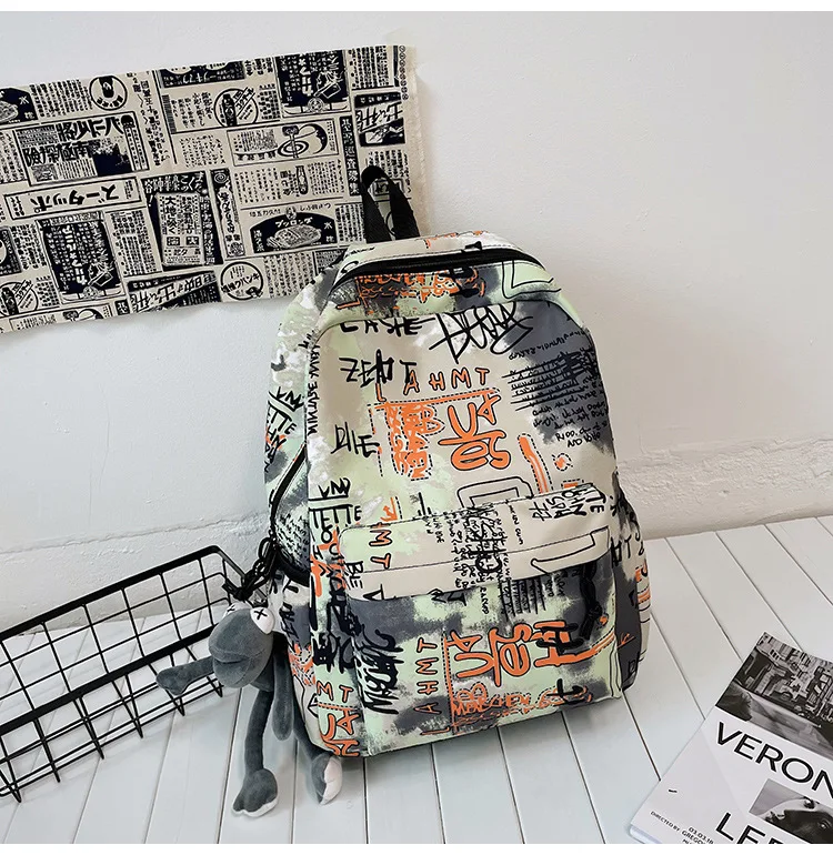 Backpack Large Capacity Junior High School Student Schoolbag 2023 Autumn New Printed Fashion Personality Street Backpack sac