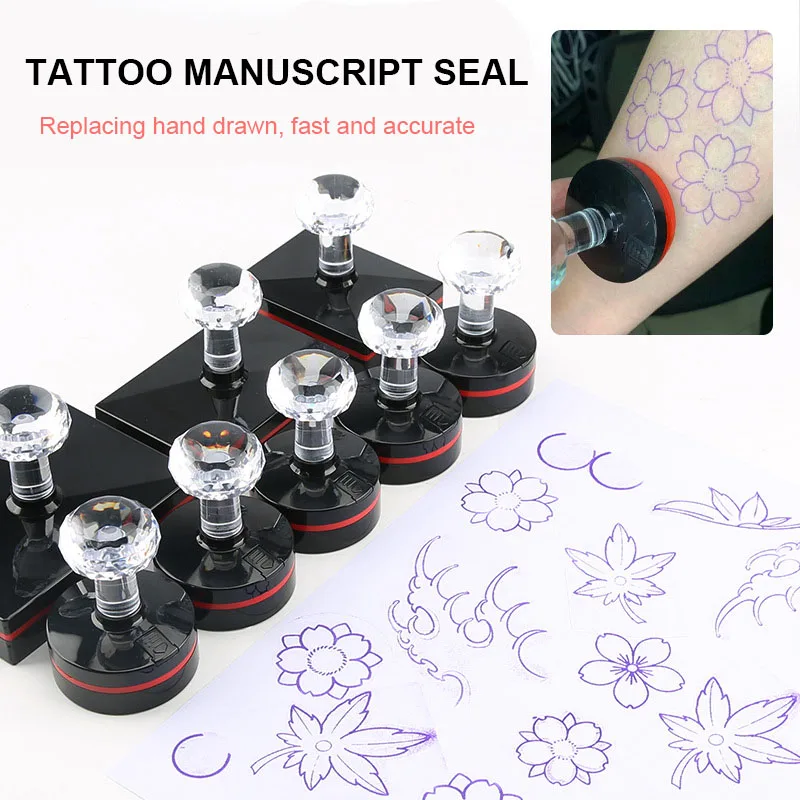 Tattoo Cherry Blossom Seal Maple Leaf Transfer Pattern Manuscript Small Fresh Cream Gel Ink Tattoo Pen Handdrawn Replacement