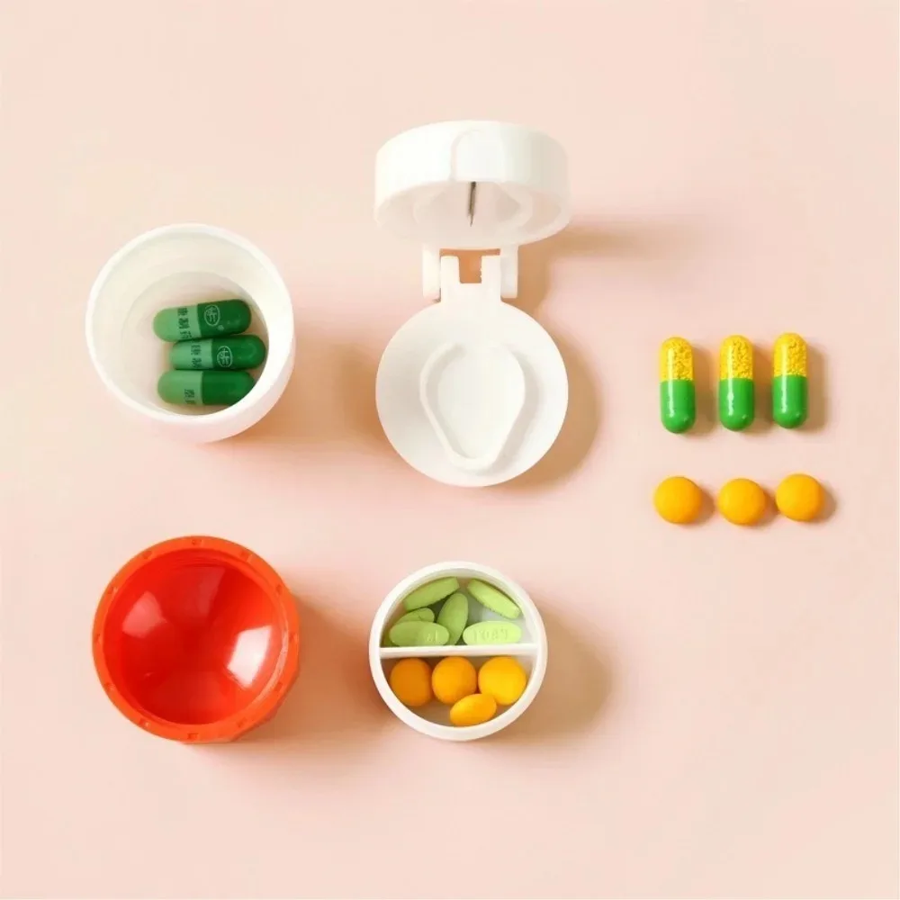 4-in-1 Pill Cutter and Grinder, Multifunctional Portable Storage Box with Stainless Steel for Household Travel Storing Medicatio