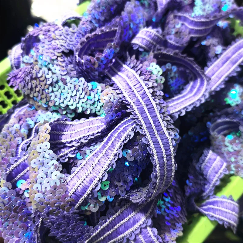 Lace Sequin Black 3cm Stretch Fabric Elastic Lace Trim Ribbon Stretched Paillette DIY Sewing Headwear Clothing Accessories 1yard