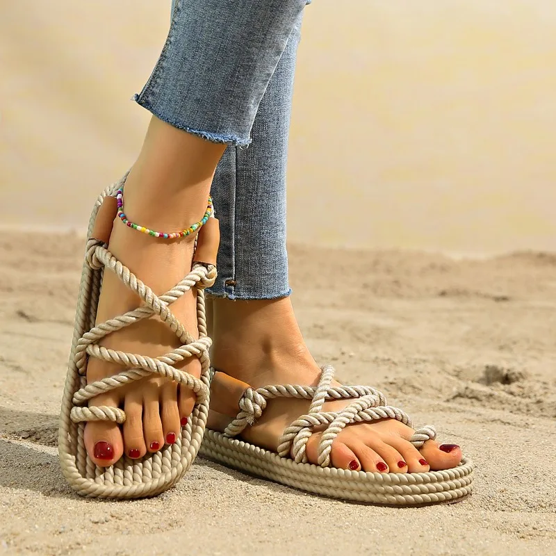 2025 NEW Women Flats Open Toe Sandals Comfortable Casual Shoes Soft Sole Breathable Sandals Women'S Beach Sandals - Image 5