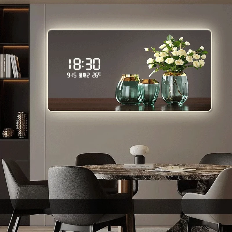 

Luxury Wall Clock Temperature Date European Quartz Clock Restaurant Wall Light Clock Painting Suitable For Home Decoration