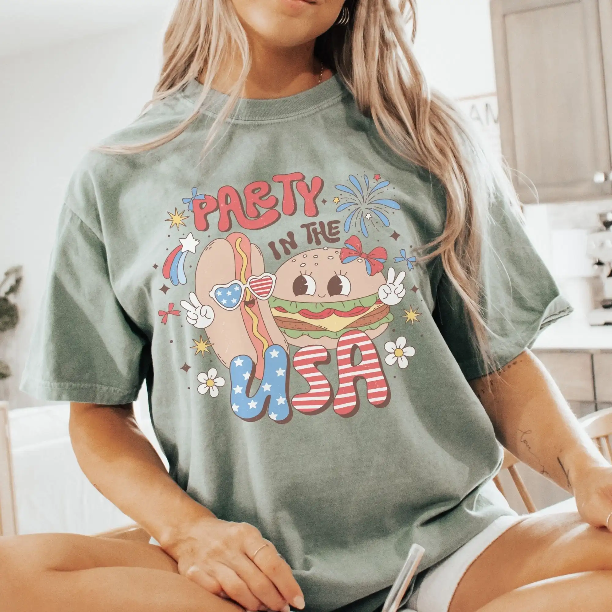 

Retro America 4Th Of July T Shirt Usa Flag American Freedom Independence Comfort Color