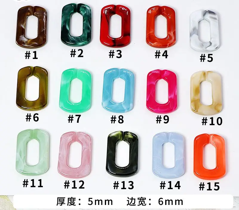 50pcs/lot Acrylic buckle beads 20*30mm Dark DIY Handbag Key Strap Glasses Chains Opening Loops Accessories Acrylic Chain N013 03