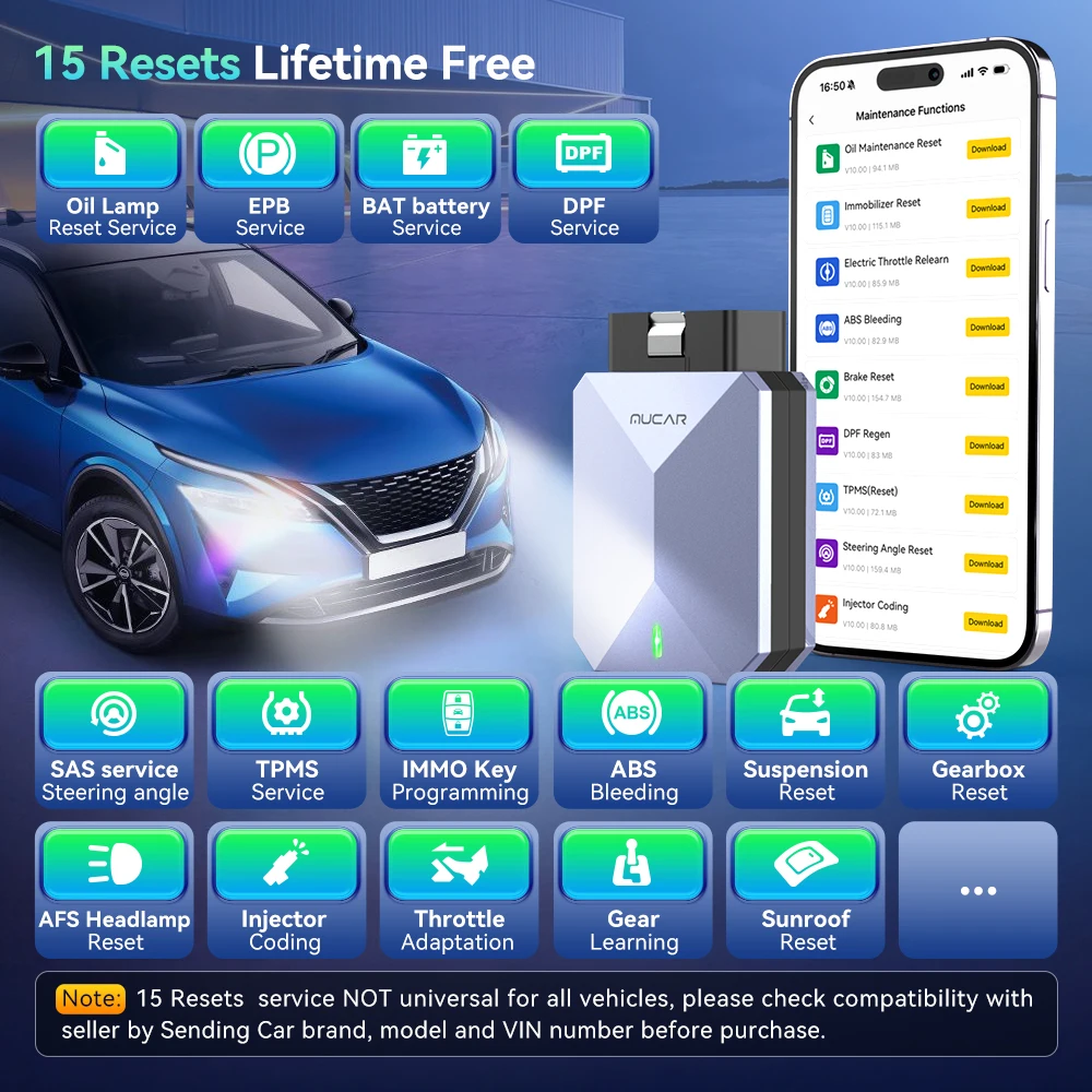 MUCAR BT200 Max OBD2 Диагностический инструмент Встроенный CAN FD Автомобильный сканер Все системы 15, сброс Двунаправленное пожизненное бесплатное обновление