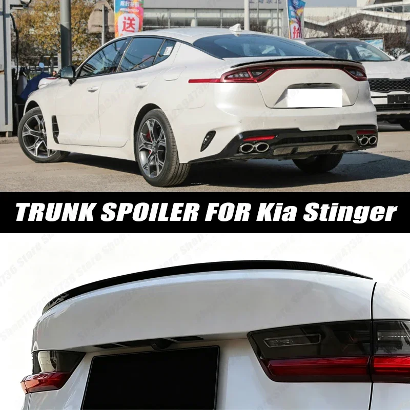 120CM Glossy Black Soft Rubber Universal Rear Trunk Spoiler 5D Carbon Look Tail Wing Fit For Kia Stinger Car Accessories