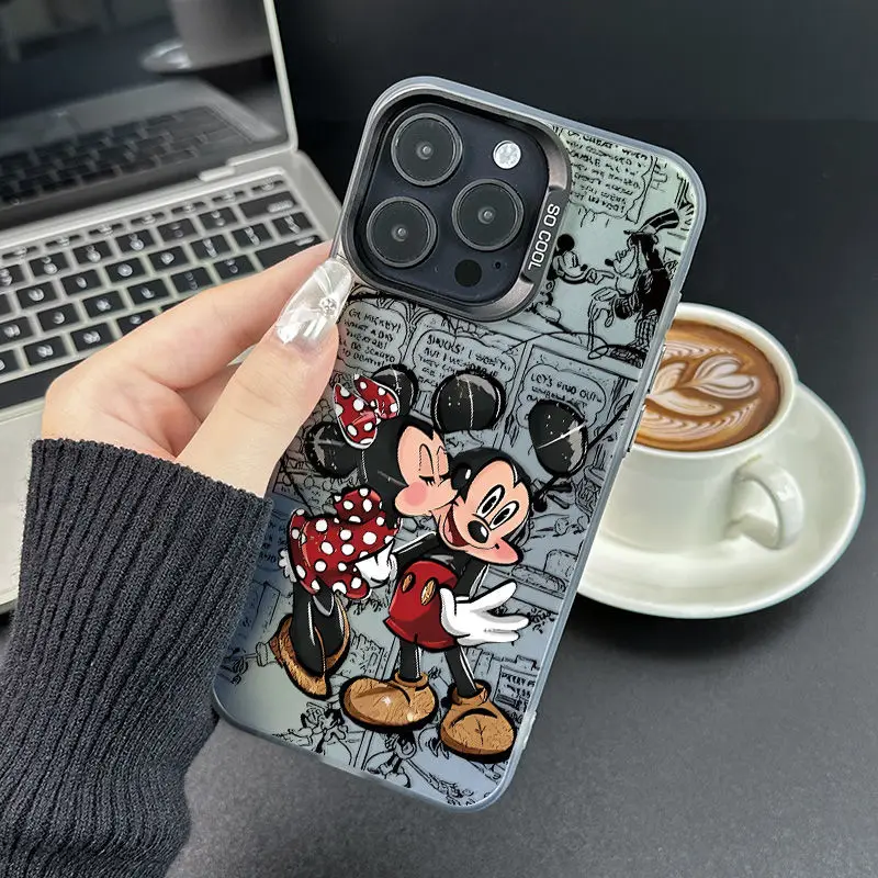 Disneys Mickeys Minnies Mouses Kiss Phone Case For iPhone 16 15 14 13 12 11ProMax 78Plus XR XS MAX MINI Y2K Soft Cute Back Cover