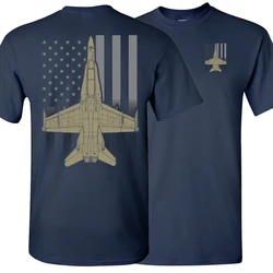 Creative Design American Flag F/A-18 Super Hornet Attack Aircraft T-Shirt. Summer Cotton Short Sleeve O-Neck Mens T Shirt New