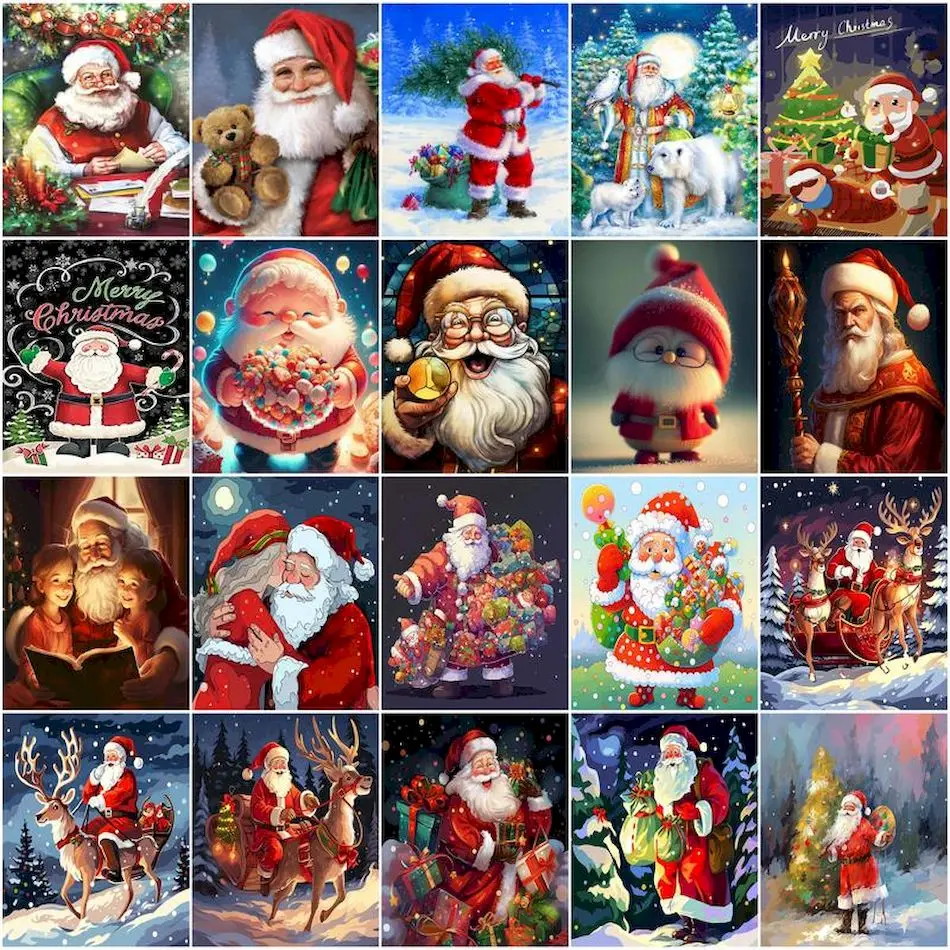 

GATYZTORY Painting By Number Adults Santa Claus Christmas gift Arts Drawing On Canvas Markers By Numbers Art Supplies Paint Kit