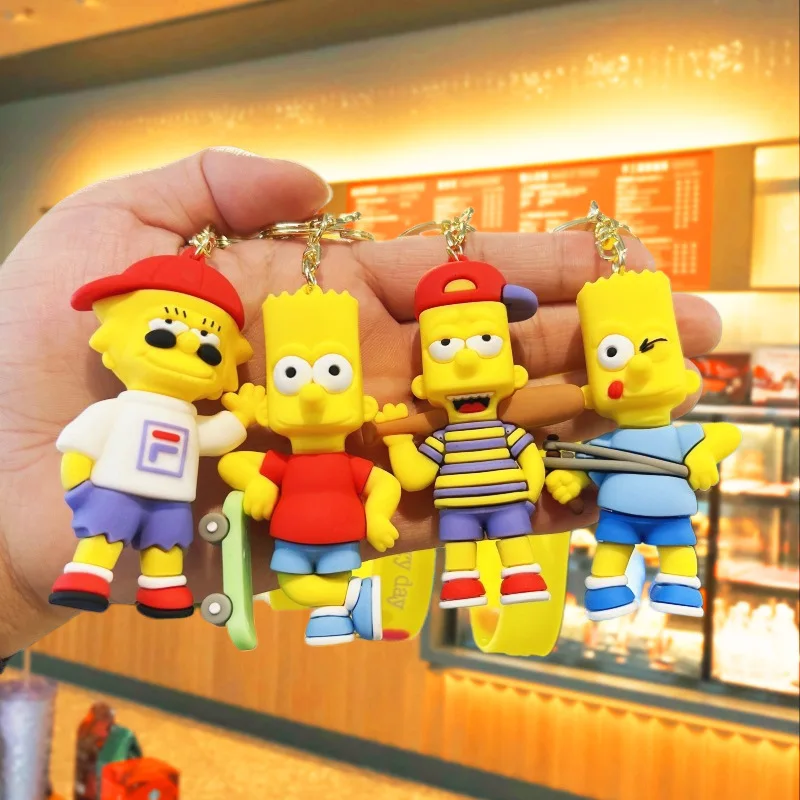 أنيمي عائلة سمبسنز المفاتيح الكرتون لطيف أنيمي الشكل بارت هومر مارج ليزا كيرينغ ظهره الديكور مفتاح السيارة هدايا عيد الميلاد
