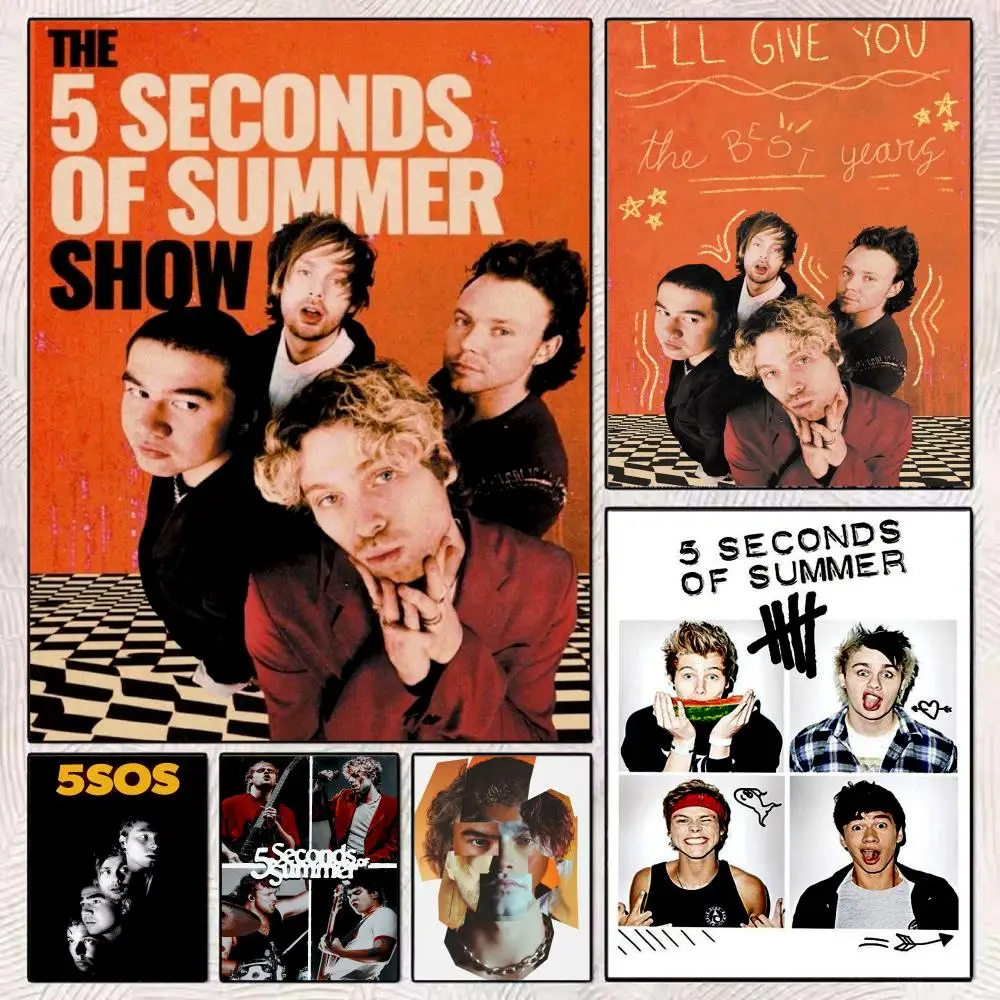 Band 5-5SOS 5 Seconds of Summer Painting Calligraphy Aesthetic Canvas Wall Poster Modern Room Bedroom Cafe Wall Artwork