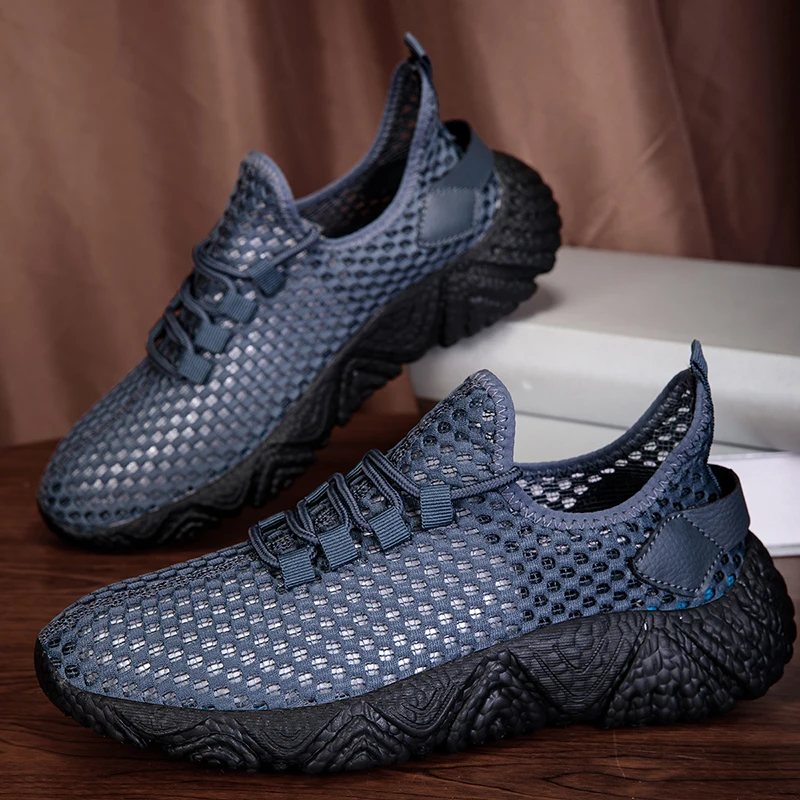

YRZL Men Sports Summer Mesh Sneakers Breathable Lightweight Walking Shoes For Men Anti Slip Comfortable Casual Skate Footwear