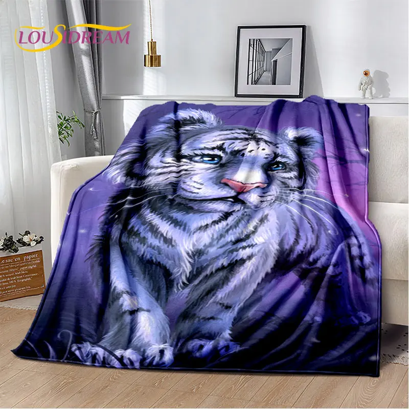 Couverture en peluche douce de dessin animé de tigre de bête, couverture de lutin, salon, chambre à coucher, lit, canapé, pique-nique