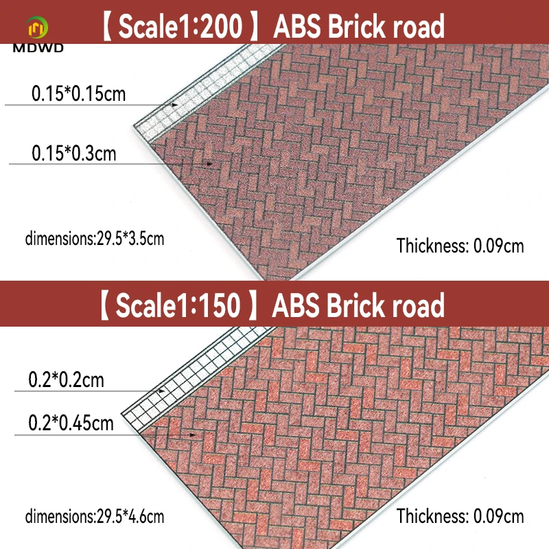 1:87/100/150/200 مقياس الرصيف نموذج لوحات الطوب الأرضي مربع متداخل الطوب الأحمر المعماري اليدوية لتقوم بها بنفسك تخطيط القطار