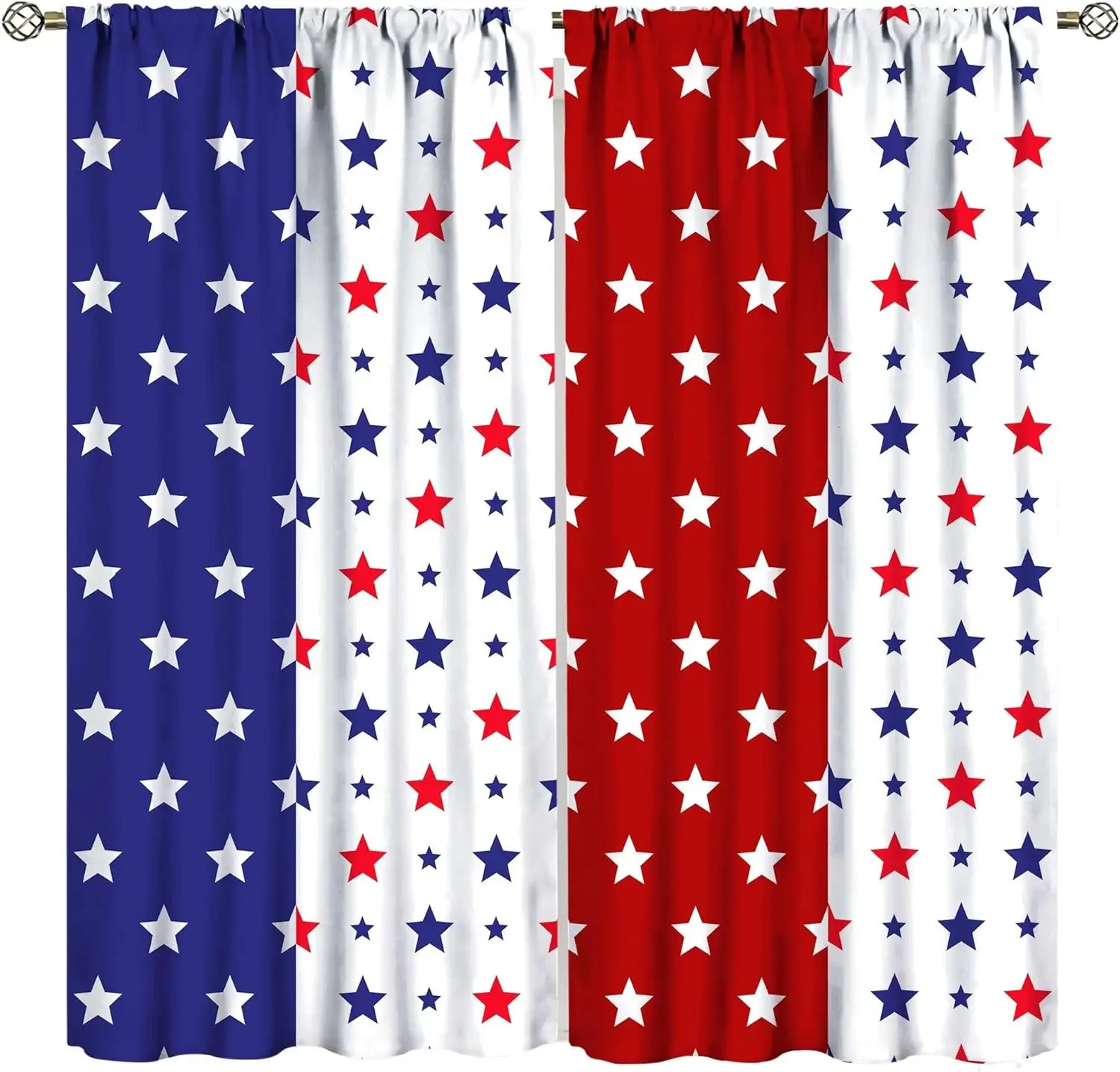4th of July Curtain,Patriotic Stars Stripes Red White Blue Independence Day Drapes Bedroom Living Room Kitchen Window Treatment