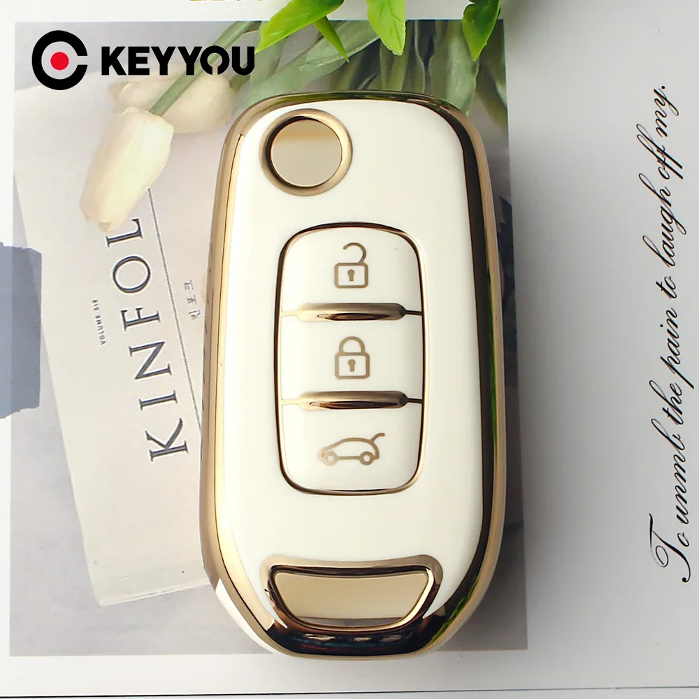 

KEYYOU For Renault Sandero Stepway Kadjar Captur Megane Logan Clio 5 Arkana TPU Car Flip Key Case Cover Fob Shell