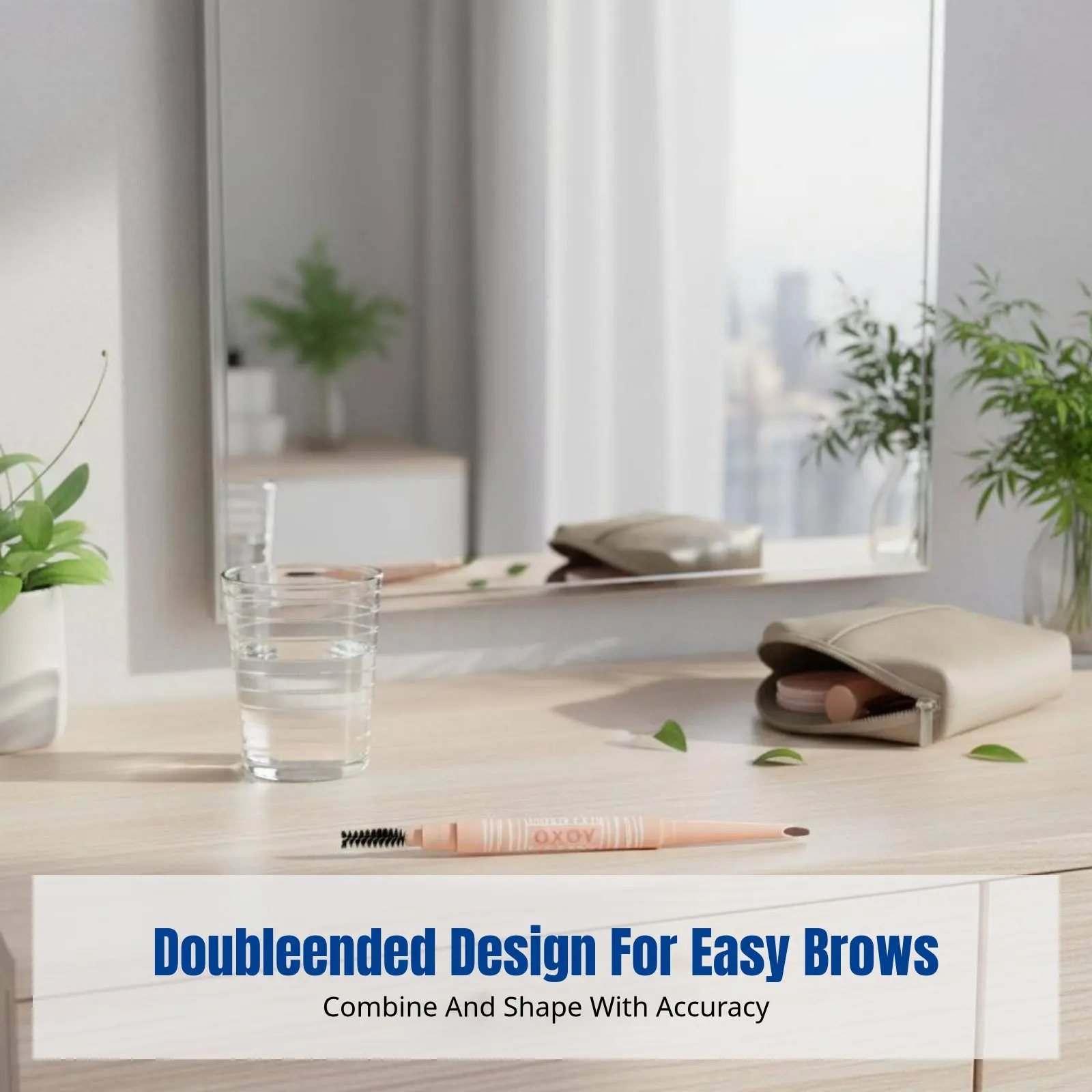 Double-ended brow definer, shaped tip, long-lasting, water-resistant, smudge-proof, natural finish, bold eyebrow outline view 4