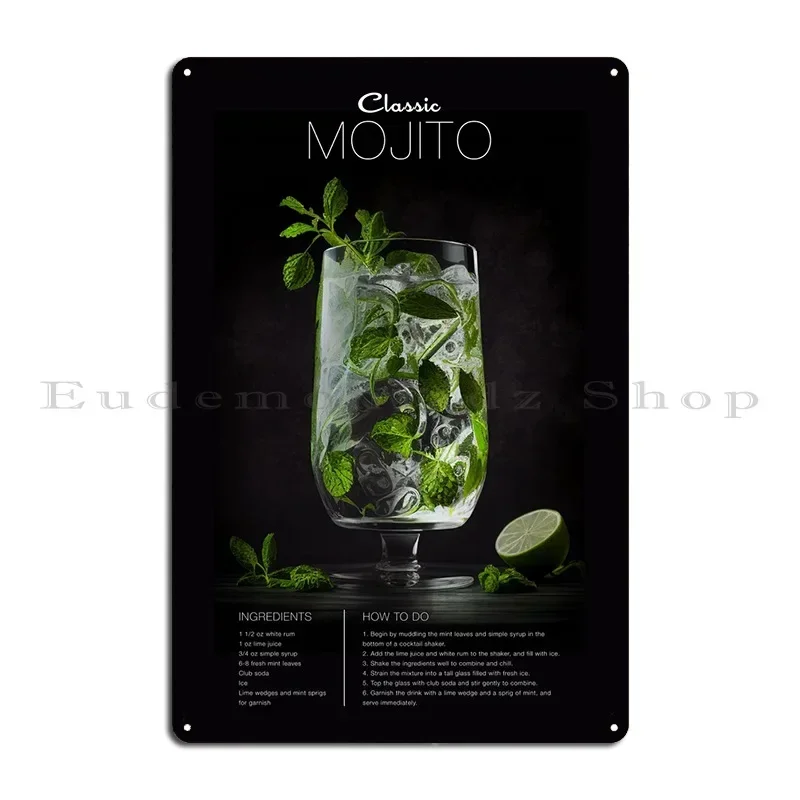 Mojito Cocktail Metal Sign Printed Painting Cave Vintage Garage Tin Sign Poster
