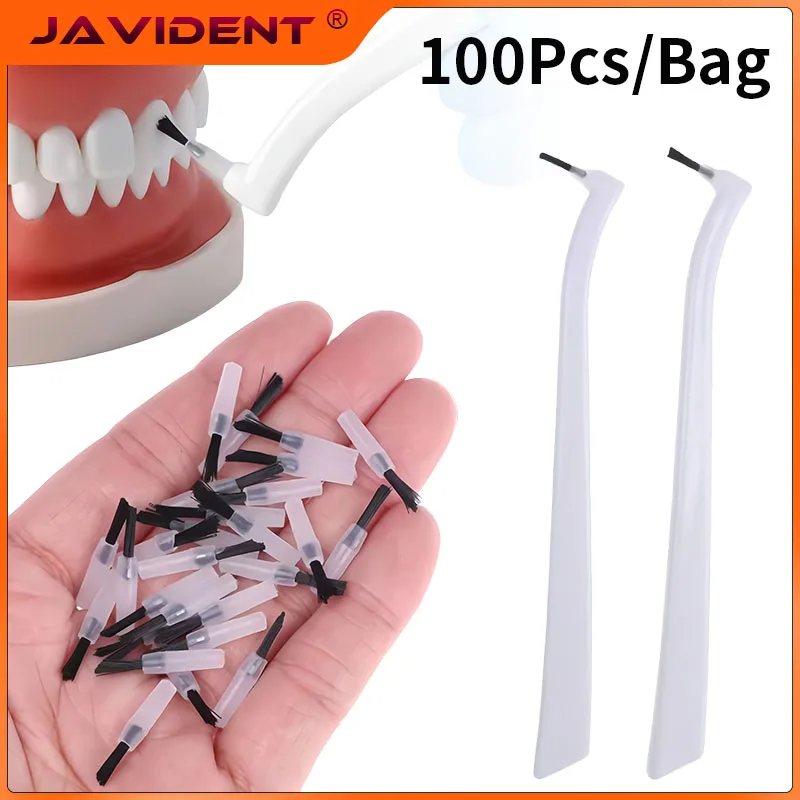 100Pcs/Pack Dental Composite Brushes Tips Replaceable Applicators Handles Sticks With Handle Dentist Lab Clinic Supplies