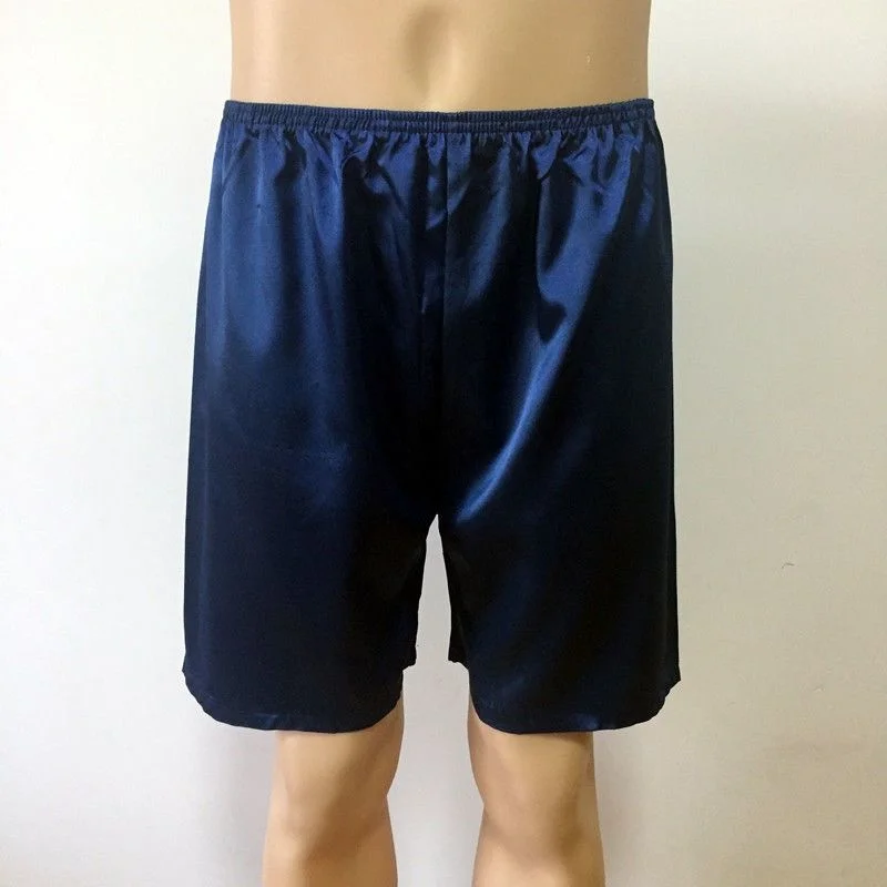 Men's Ice Silk Satin Glossy Shorts Panties Male Plus Size Casual Sleeping Shorts Bottoms Underwear