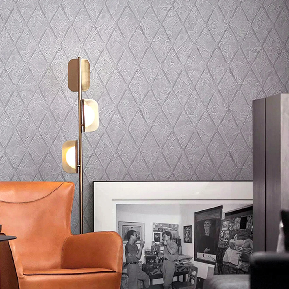 

Nordic Simple Gray Diamond Lattice Wallpaper Pure Color Diatom Mud Bedroom Living Room Tv Background Wallpaper 2022 New