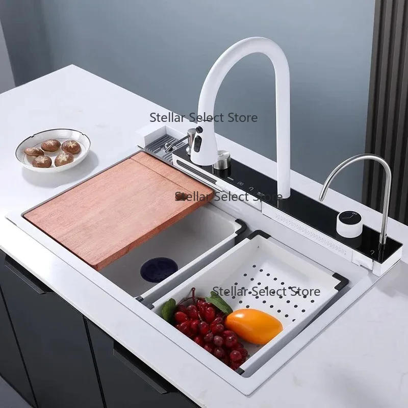 sink kitchen stainless steel sinks Intelligent digital display kitchen large single slot