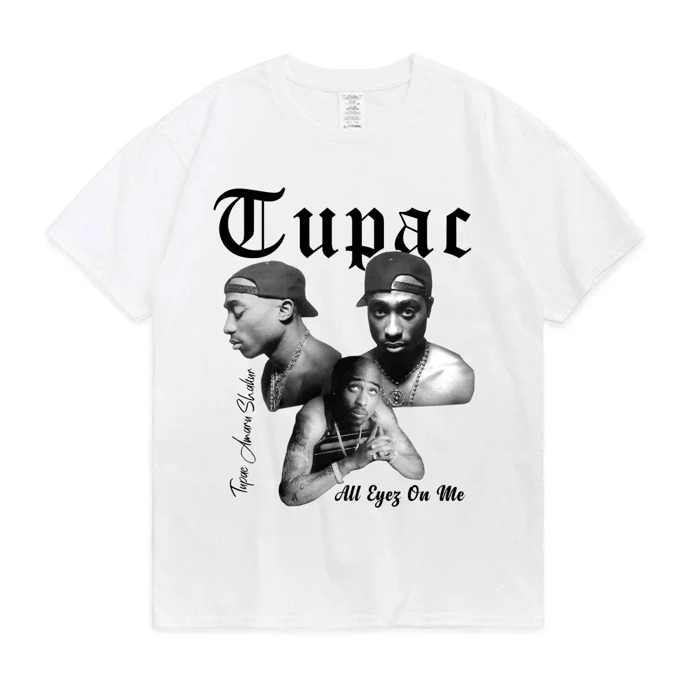 Fashion Rapper Tupac 2pac Cartoon Print Tee Women O-Collar Short Sleeve Harajuku Casual Basic Daily Street Tops