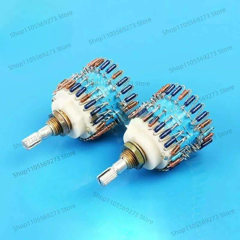 1pcs 23 Step Potentiometer 10K/50K/100K/250K/500K Two-Channel Volume Potentiometer Amplifier Volume Control
