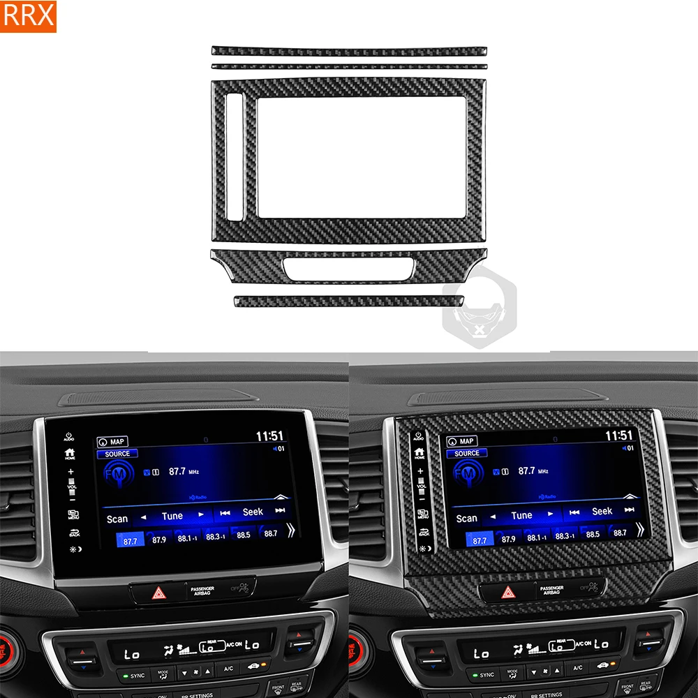 For Honda Ridgeline 2017 2018 2019 2020 Central Control Display Screen Set Real Carbon Fiber Stickers Car Interior Accessories