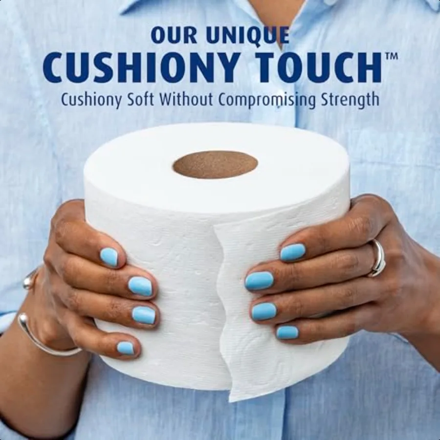Carta igienica ultra morbida Cushiony Touch 18 Mega Rolls Famiglia = 90 Rotoli Regolari L'imballaggio può variare