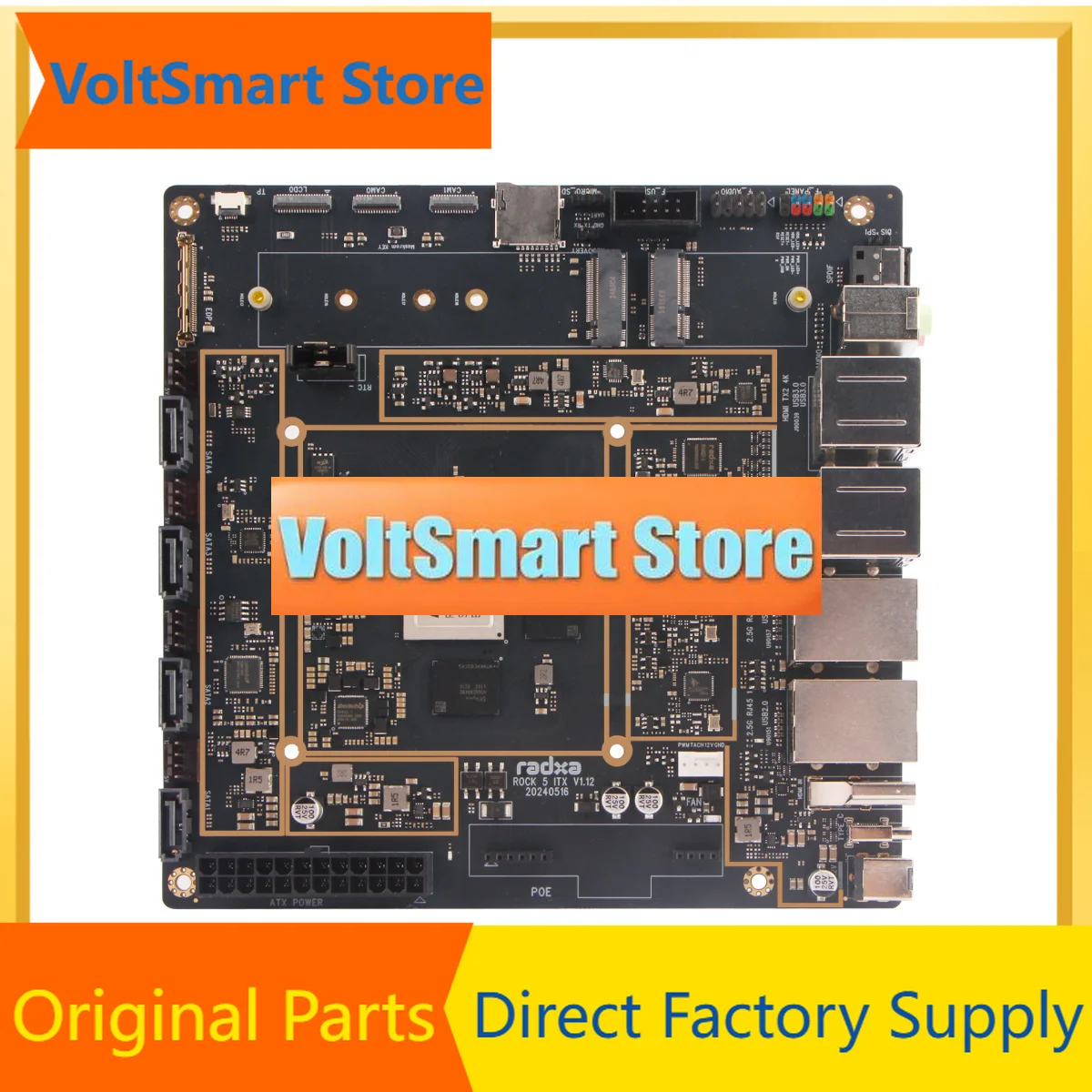 VoltSRadxa Rock 5 Itx+, Rk3588 8-core Cpu, ini-itx otherboard, Lpddr5 Ra, 8k And Dual .2 Connector