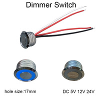 17mm Touch Dimmer Switch Silver/Brown DC5-24V 3A for LED Cabinet/Closet/Bedside Lights, DIY Brightness Control