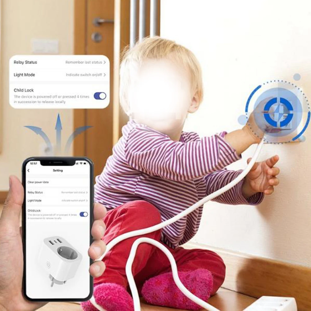 Remote Control Socket for Smart Socket Timer Convenient Charging Cyclic Timings Function Dual USB Ports 2.4 GHz