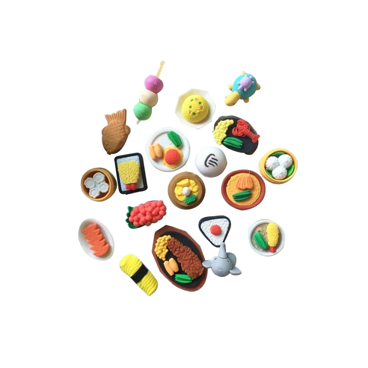 

12Pcs Creative Cartoon Snacks Foods Eraser Shaped Stationery Eraser for Students Kids Fun Colorful Novelty Gift