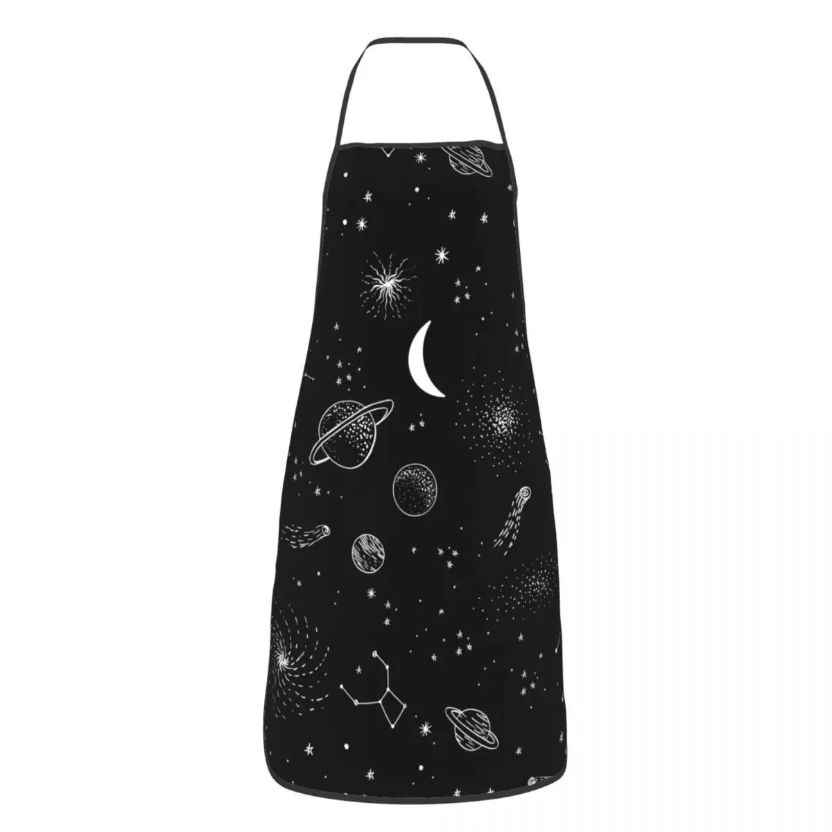 Custom Bib Starry Sky Pattern Apron Chef Cooking Stars Constellations Planets Comets and Nebulae Tablier Cuisine Baking