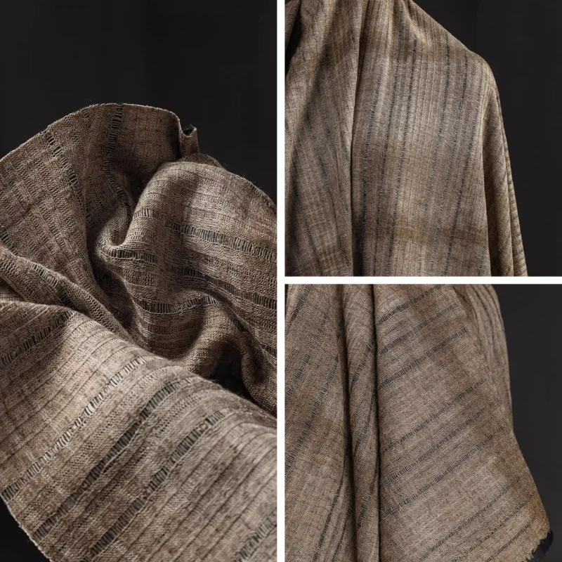 

Трикотажная ткань с градиентным полосатым коричневым окрашиванием, неэластичная, с креативной текстурой, для кардиганов и DIY-проектов по дизайну одежды