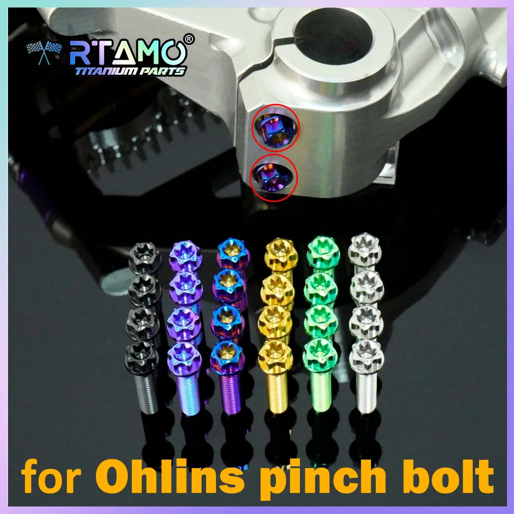 RTAMO 4pcs Gr5 Titanium Bolt Clamp Screw for Ohlins Front Axle Pinch Bolt