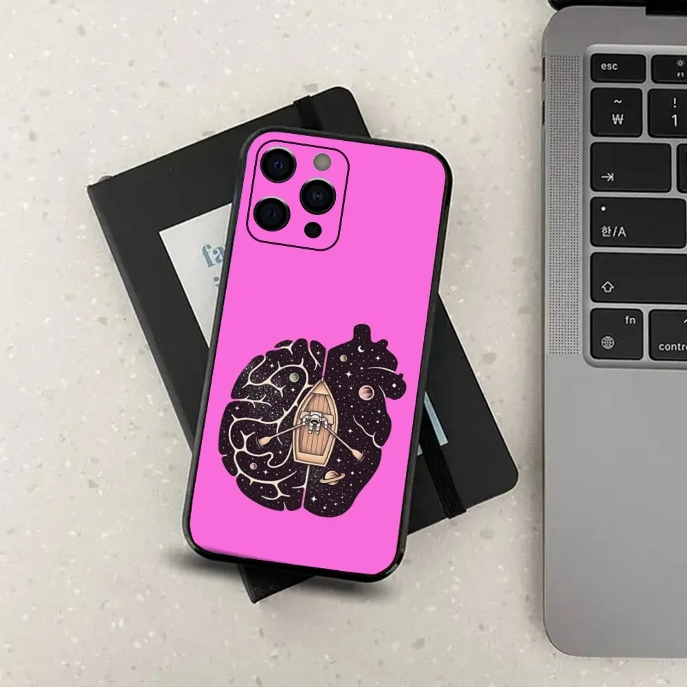 Anatomy Brain Art Phone Case For Apple iPhone 15,14,13,12,11,Pro,X,XS,Max,XR,Plus,Mini Soft Black Cover