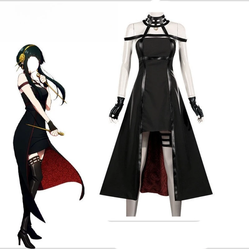 

Anime Spy Cosplay Family Costume Yor Forger Thorn Princess Full Set Dress with Wig Accessories Halloween Party Comic Convention