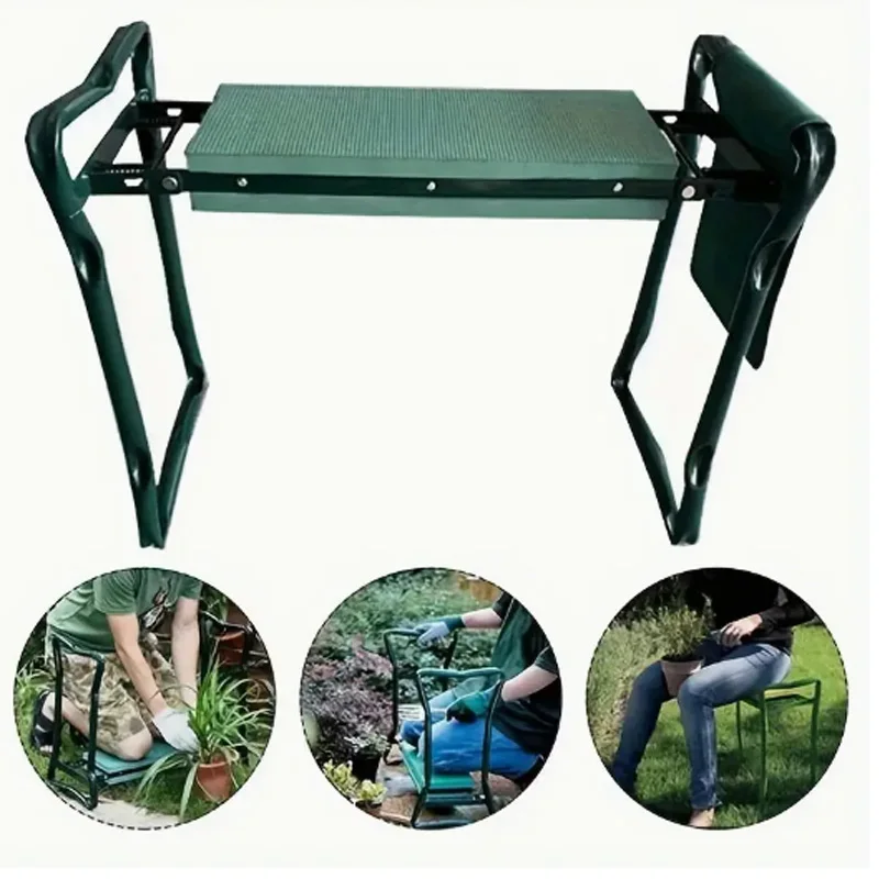 Portable Foldable Garden Bench Stool With Durable EVA Foam Pad And Tool Bag Modern Metal Design Kneeler Seat