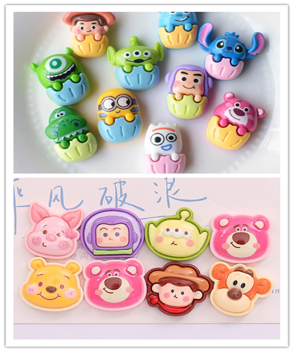 100pcs Resin Cartoon Disney Toy Story Flatback DIY Scrapbooking For Jewelry Making Phone Case Decoration Craft Accessories