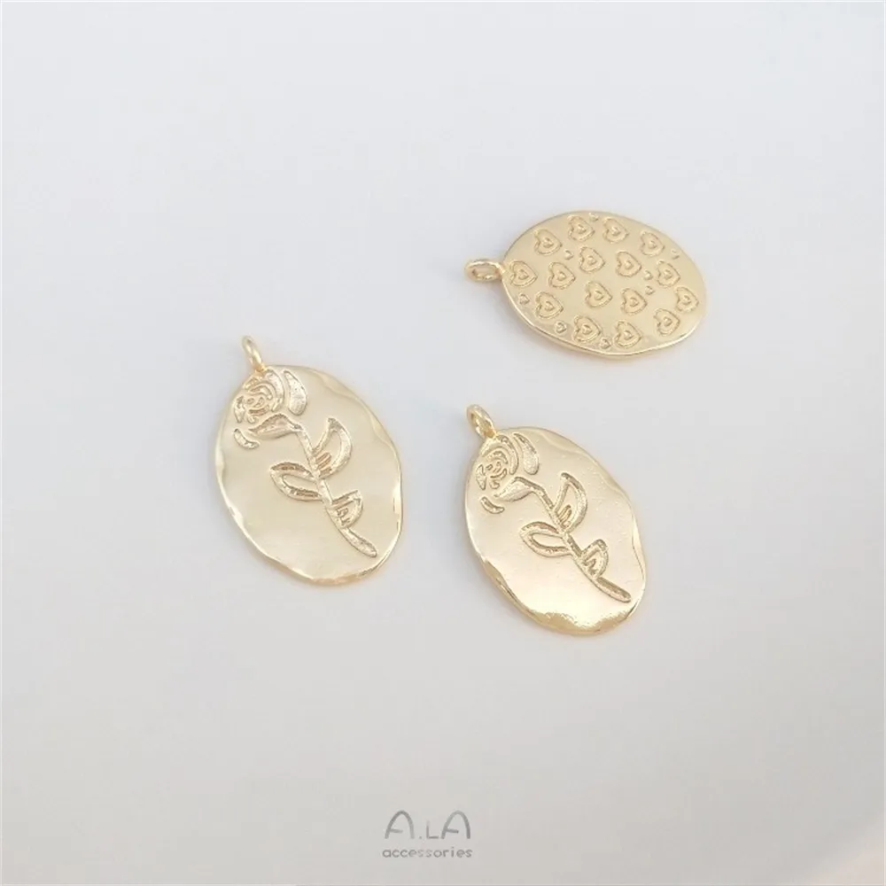 14K Gold Package Accessories Rose Angel French Vintage Pendant Handmade Bracelet Necklace Hanging Tag DIY Charm Jewelry K439