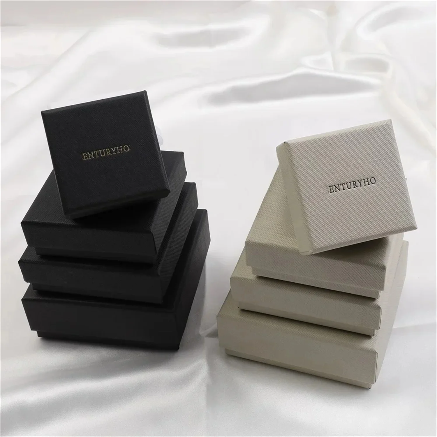 50pcs white Paper box Ring Necklace Bracelet jewelry box custom personalized logo chic small jewerly packaging bag bulk drawer c